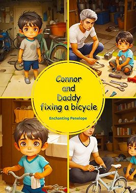 Connor and Daddy Fixing a Bicycle